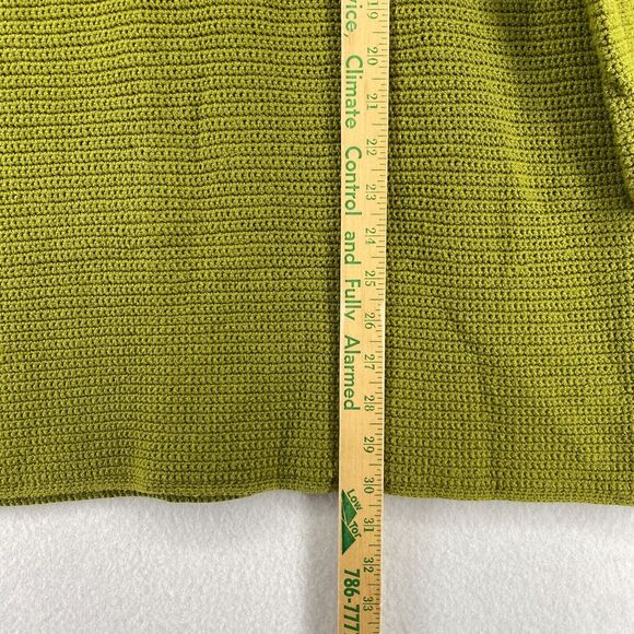 CONCEPT WOMAN Sweater 1X Ramie Cotton Crochet Jumper 3/4 Sleeve Pullover Green - Picture 10 of 11